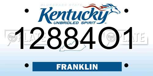12884O1 Kentucky License Plate