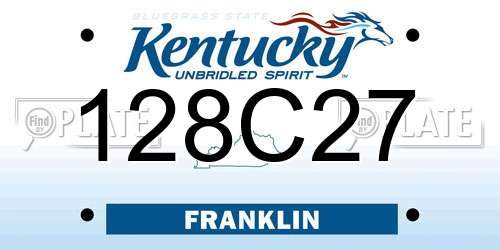 128C27 Kentucky License Plate
