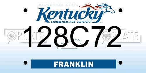 128C72 Kentucky License Plate