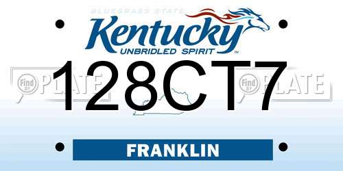128CT7 Kentucky License Plate