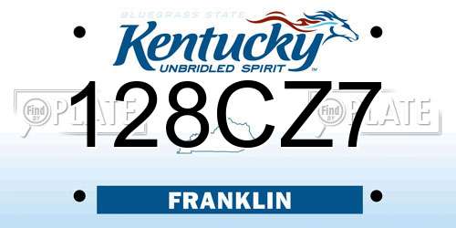 128CZ7 Kentucky License Plate