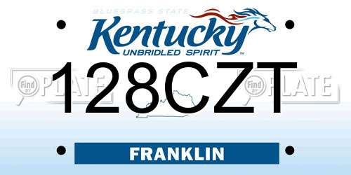 128CZT Kentucky License Plate