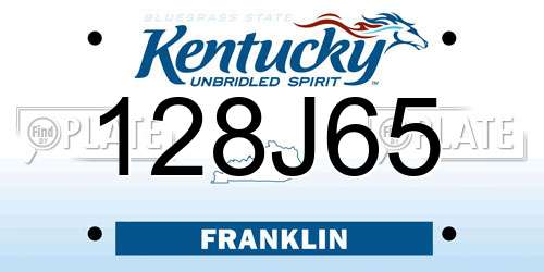 128J65 Kentucky License Plate