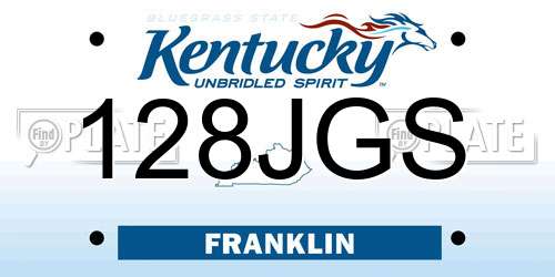 128JGS Kentucky License Plate