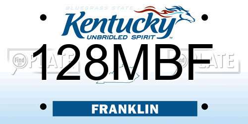 128MBF Kentucky License Plate