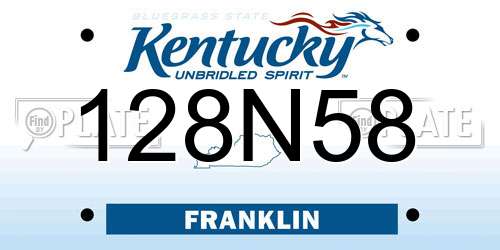 128N58 Kentucky License Plate