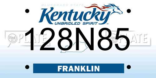 128N85 Kentucky License Plate