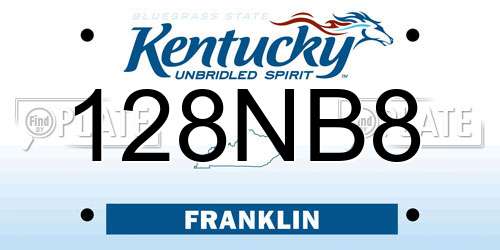 128NB8 Kentucky License Plate