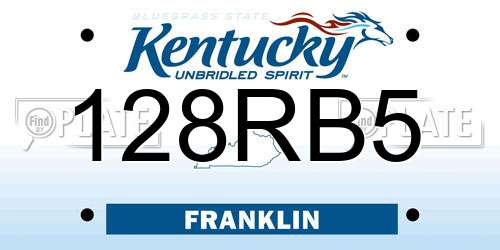 128RB5 Kentucky License Plate