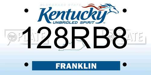 128RB8 Kentucky License Plate