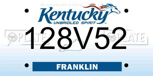 128V52 Kentucky License Plate