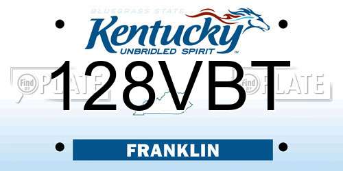 128VBT Kentucky License Plate