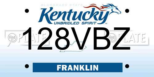 128VBZ Kentucky License Plate