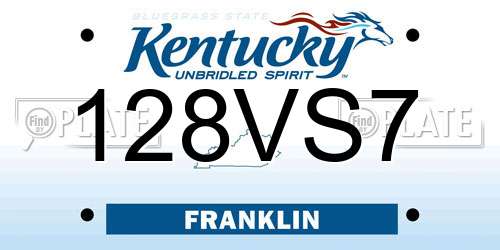128VS7 Kentucky License Plate