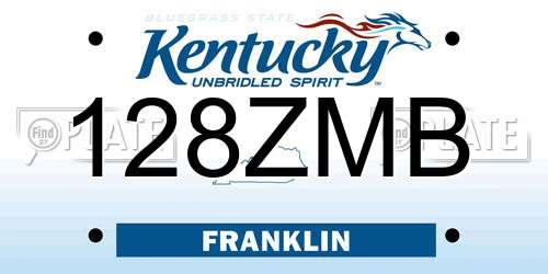 128ZMB Kentucky License Plate