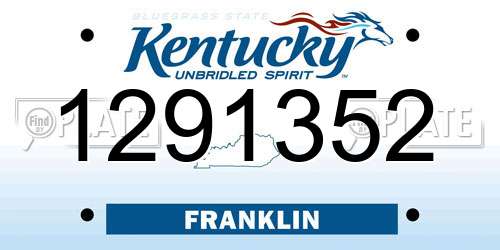 1291352 Kentucky License Plate