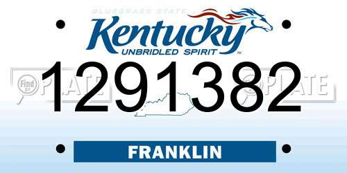 1291382 Kentucky License Plate