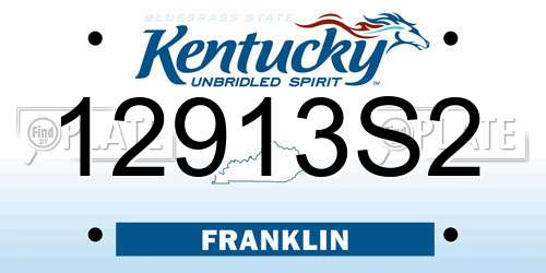 12913S2 Kentucky License Plate