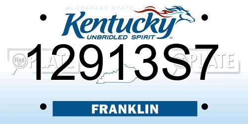 12913S7 Kentucky License Plate
