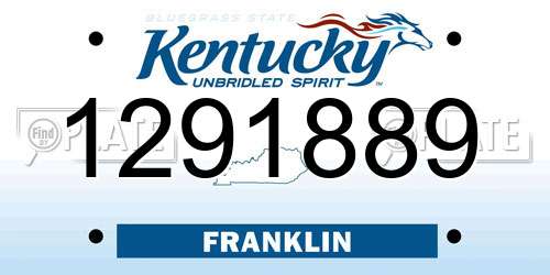 1291889 Kentucky License Plate