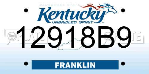 12918B9 Kentucky License Plate