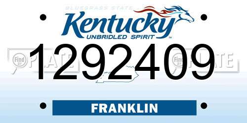 1292409 Kentucky License Plate