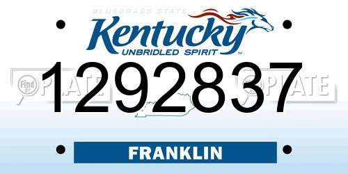 1292837 Kentucky License Plate