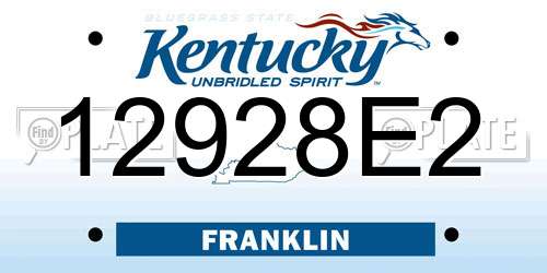 12928E2 Kentucky License Plate