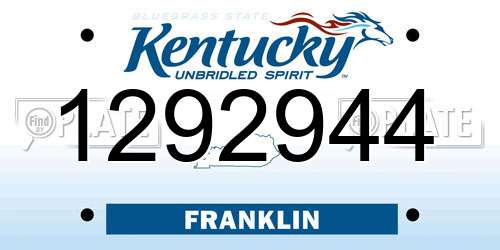 1292944 Kentucky License Plate