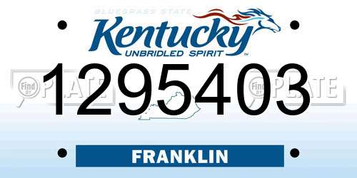 1295403 Kentucky License Plate