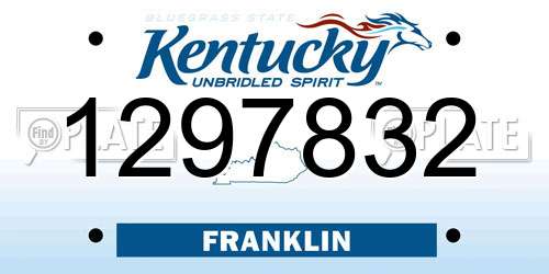1297832 Kentucky License Plate