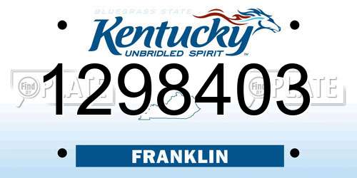 1298403 Kentucky License Plate