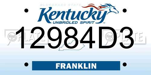 12984D3 Kentucky License Plate