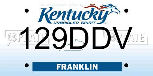 129DDV Kentucky License Plate