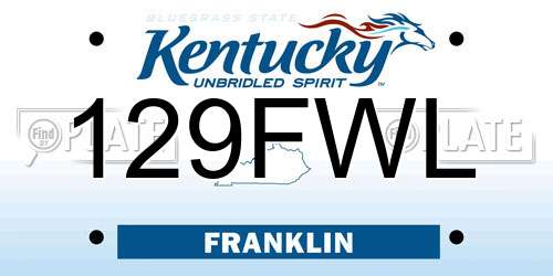 129FWL Kentucky License Plate