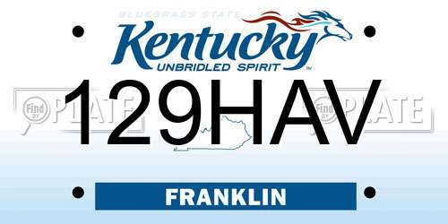 129HAV Kentucky License Plate