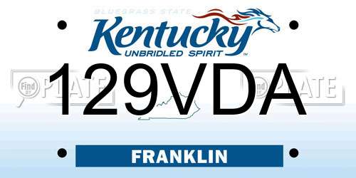 129VDA Kentucky License Plate