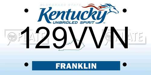 129VVN Kentucky License Plate