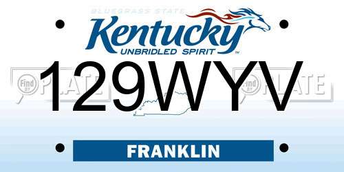 129WYV Kentucky License Plate