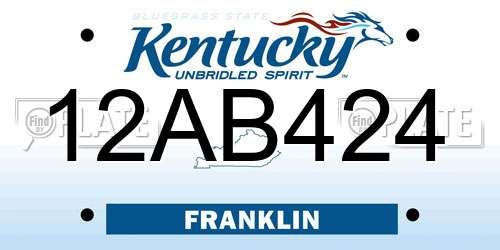 12AB424 Kentucky License Plate