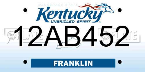 12AB452 Kentucky License Plate