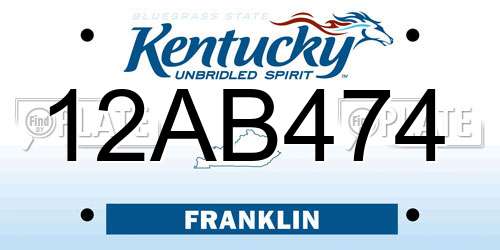 12AB474 Kentucky License Plate