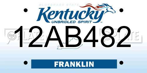 12AB482 Kentucky License Plate