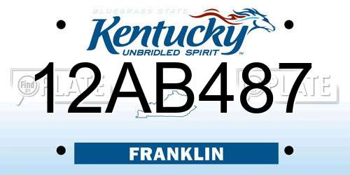 12AB487 Kentucky License Plate