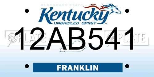 12AB541 Kentucky License Plate
