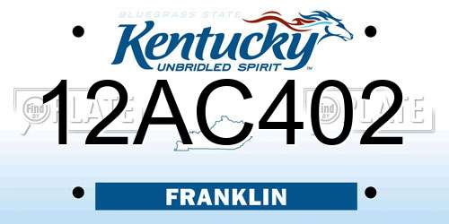 12AC402 Kentucky License Plate