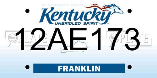 12AE173 Kentucky License Plate
