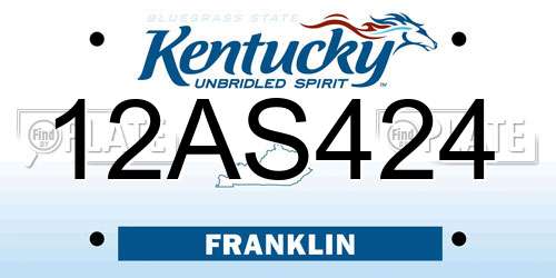 12AS424 Kentucky License Plate