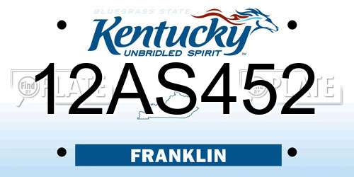 12AS452 Kentucky License Plate