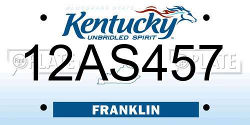 12AS457 Kentucky License Plate